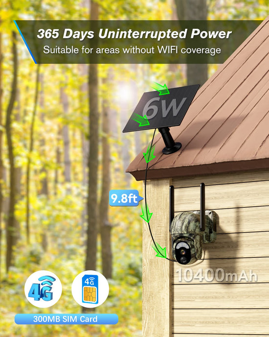 Xega 4G LTE Cellular Trail Camera Built-in SIM Card, 2K No Wi-Fi Hunting Camera Solar for Wildlife, HD Live Streaming, PIR Detection, Instant Alarm, Color Night Vision, 2-Way Audio, IP66