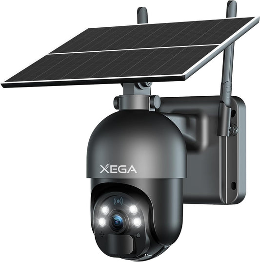 Xega 4G LTE Cellular Security Camera Built-in SIM Card No Wi-Fi Camera | 2K HD Wireless Camera Outdoor Solar Color Night Vision PTZ 360° View, Smart PIR Motion Detection, 2-Way Talk, No WiFi, IP66