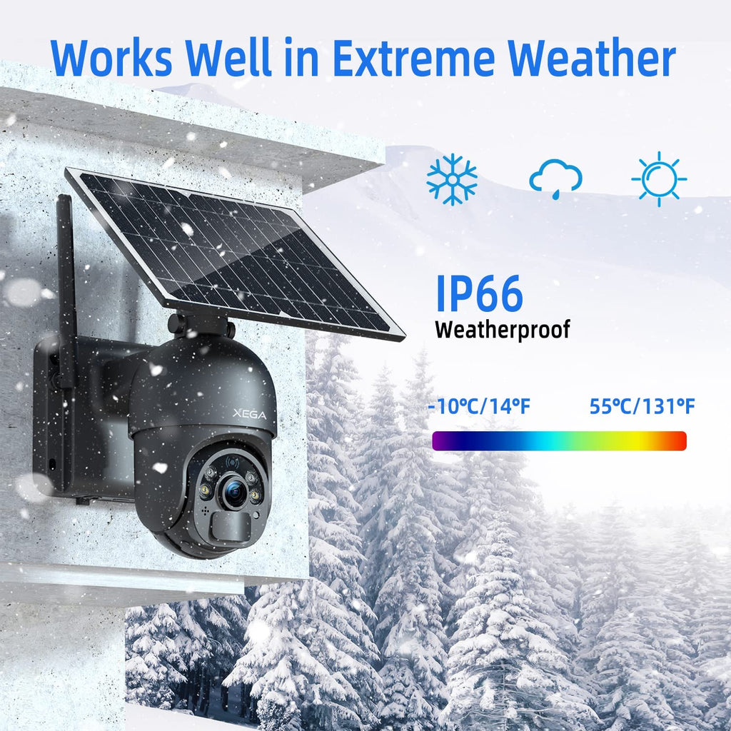 Xega Camera Surveillance Wi-FI Exterieure sans Fil Solaire, HD PTZ IP –  fr.xega