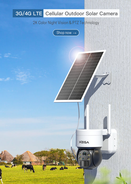 Xega 3G/4G LTE Cámara Vigilancia Exterior con 20W Panel Solar