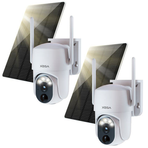 Xega Solar Security Camera Outdoor Wireless 2K Super HD PTZ CCTV Camera Wi-Fi Surveillance Camera Home Security Color Night Vision PIR Human Detection Two-Way Audio.