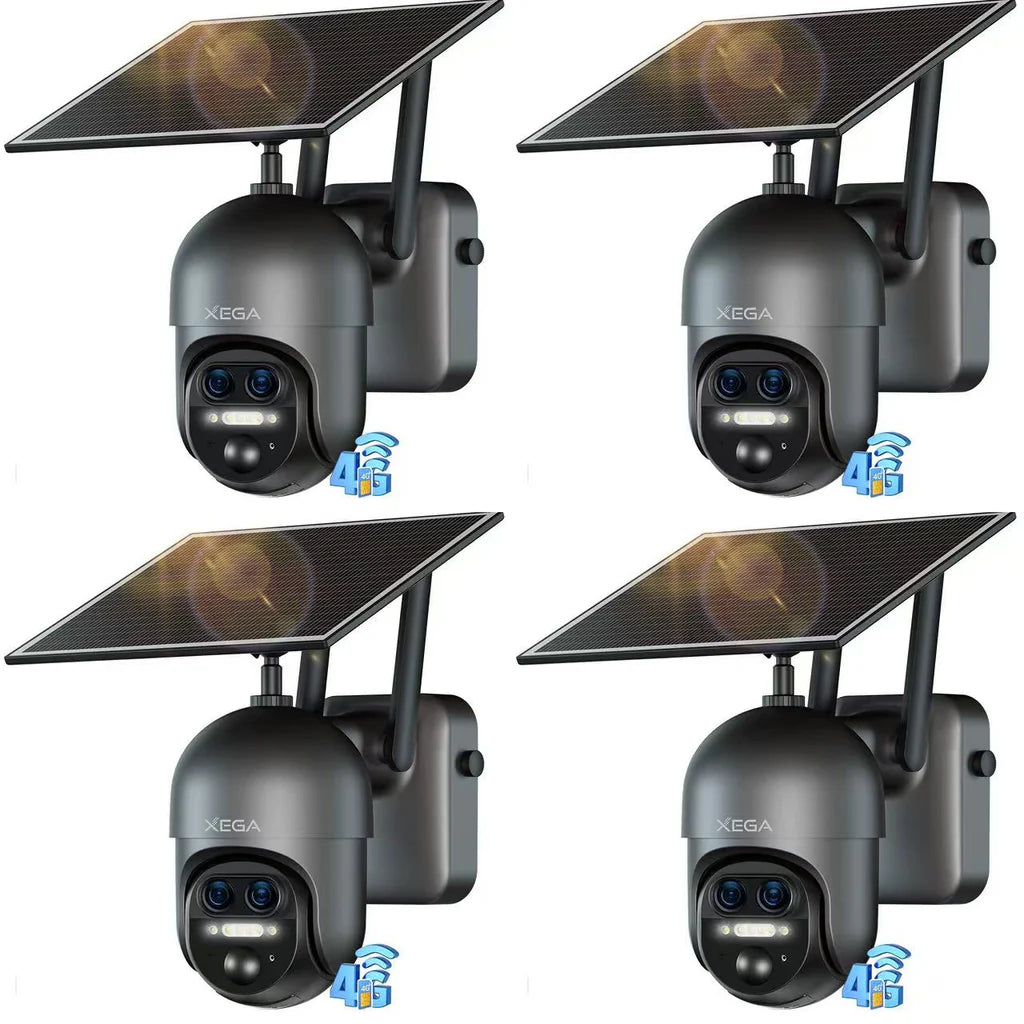 Xega 4G 【12X Hybrid Zoom】 Cellular Security Camera Outdoor with 【Dual Lens】, 2K Solar Wireless PTZ Outdoor Surveillance Camera,Smart PIR Human/Motion Detection, Two Way Talk, Built-in SIM Card, IP66
