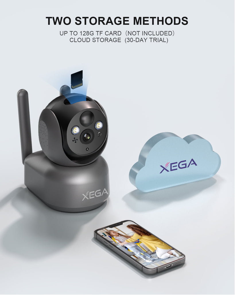 Xega 4G Indoor Surveillance Camera With Sim Card, 360 Degree Indoor Dog Camera With App, 2k Surveillance Camera With Recording, Real-Time Alarm, Sd&Cloud Storage, Two-Way Audio, Night Vision