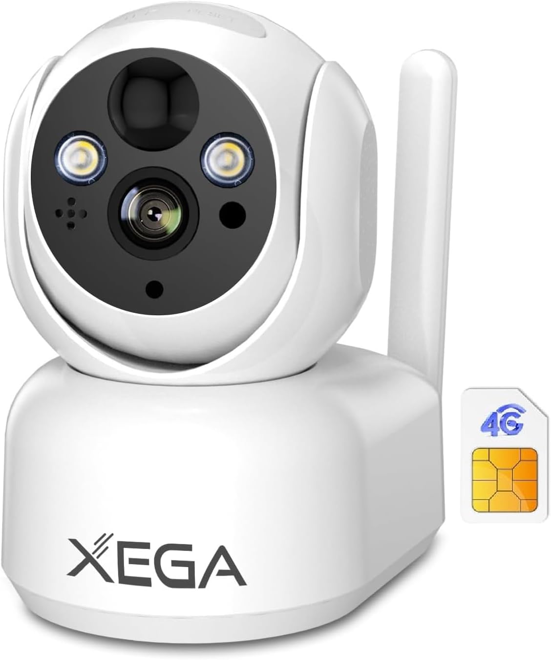 Xega 4G Indoor Surveillance Camera With Sim Card, 360 Degree Indoor Dog Camera With App, 2k Surveillance Camera With Recording, Real-Time Alarm, Sd&Cloud Storage, Two-Way Audio, Night Vision