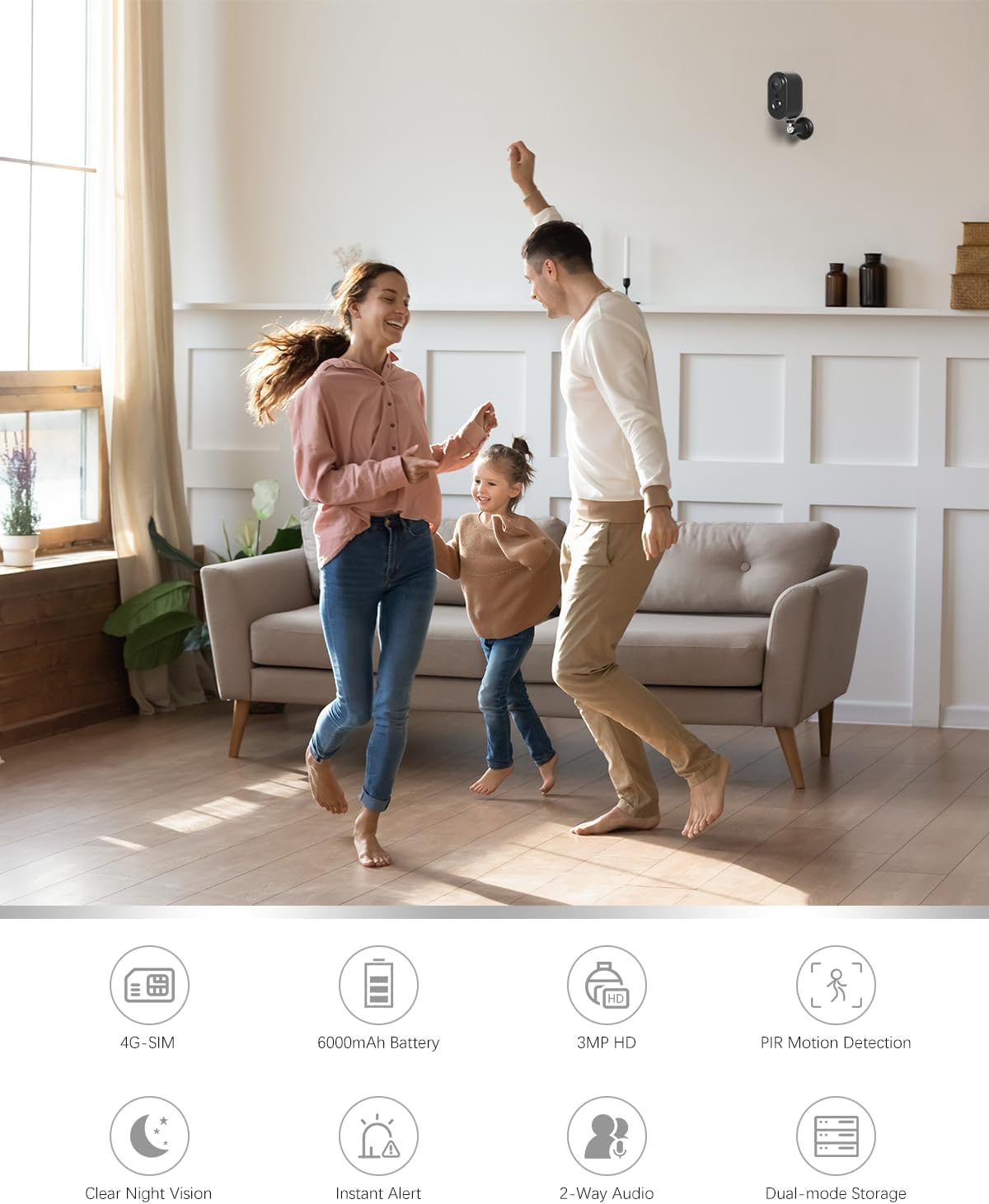 Xega 4G LTE bewakingscamera zonder wifi, binnen, met simkaart, 2K-accu, PTZ- camera, nachtzicht, PIR-detectie, bidirectionele audio, IP65 Xega 4G LTE bewakingscamera zonder wifi, binnen, met simkaart, 2K-accu, PTZ- camera, nachtzicht, PIR-detectie, bidirectionele audio, IP65