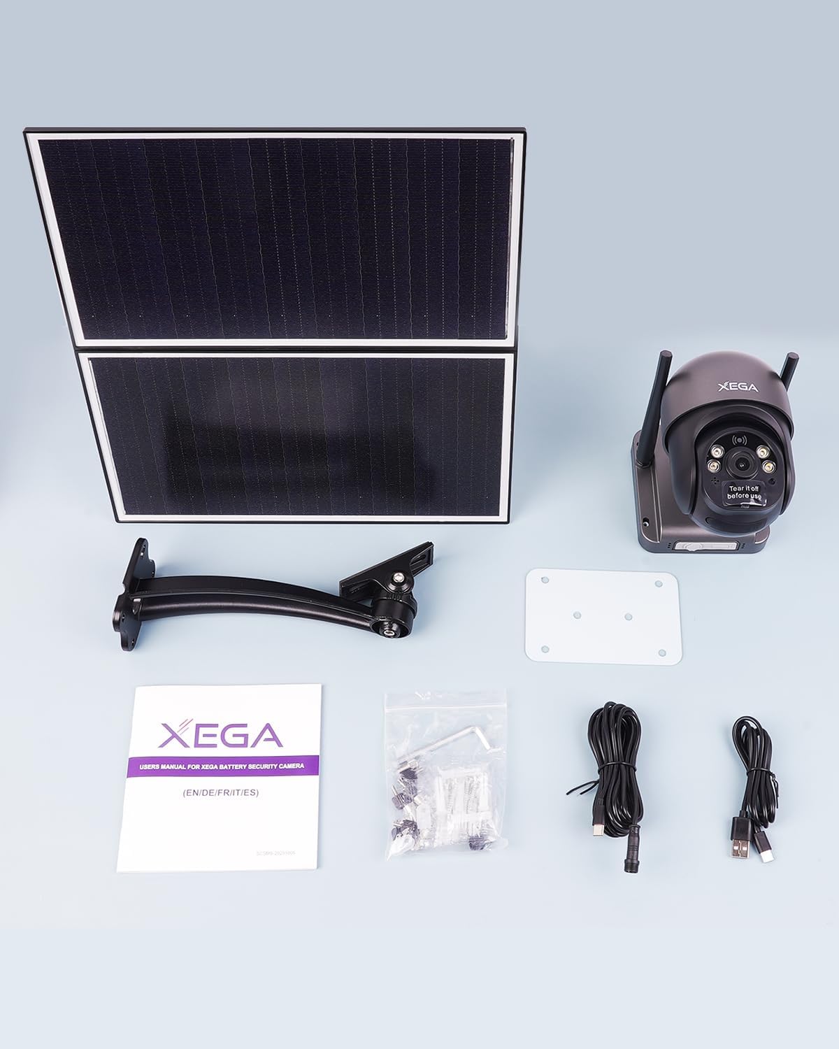 [24/7 Recording] Xega 4G LTE Solar Cellular Security Camera, No WiFi Needed, 24/7 Recording | 20W Panel 20000mAh,2K HD,Color Night Vision,PIR Detection,for Farms Off-grid Sites,4G SIM Card Subscription Required
