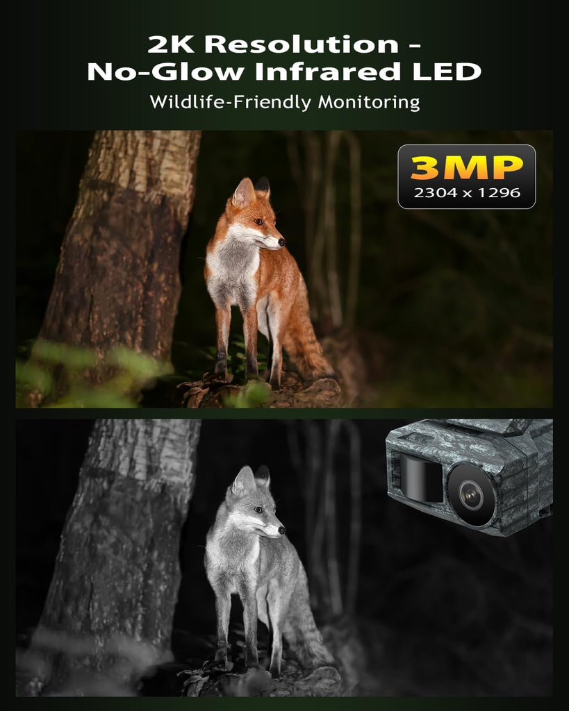 Xega 4G Cellular Trail Camera with SIM Card & Dual Solar Panel No-Glow Night Vision Hunting Camera Wireless Outdoor LTE Security Camera Motion Detection Instant Alerts Only Support Built-in SIM Card
