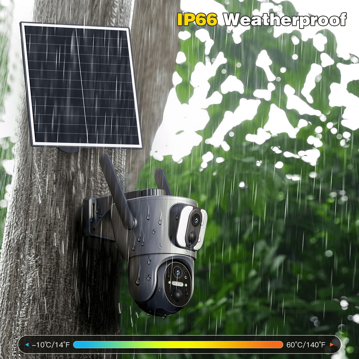 Xega 4G Dual Lens Cellular Security Camera with SIM Card, 14400mAh 2K HD Wireless Solar 4G LTE Camera, PIR Motion Dtetection Spotlight Siren TF Cloud Storage