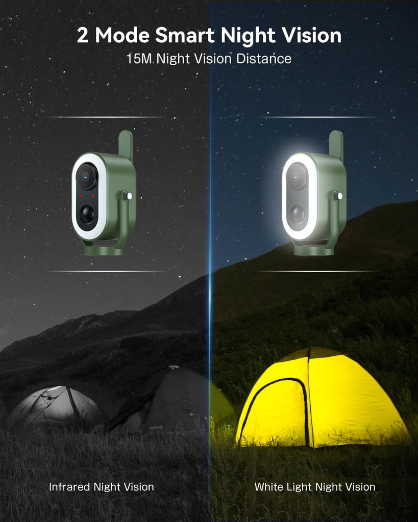 Xega 4G LTE Cellular Camping Camera Magnetic Built in SIM Card 2K HD Wireless Portable Camp Security Camera Outdoor 6000mAh Battery PIR Human Detection for RV/Camping/Travel/Picnic/Temporary Parking
