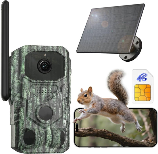 Xega 4G Cellular Trail Camera with Livestreaming,3 PIR Sensor 120°Vison,7800mAh Battery, No Glow Night Vision,No WiFi Game/Deer Camera for Wildlife,Instant Alarm,2-Way Talk,GPS IP66,Build-in SIM Card
