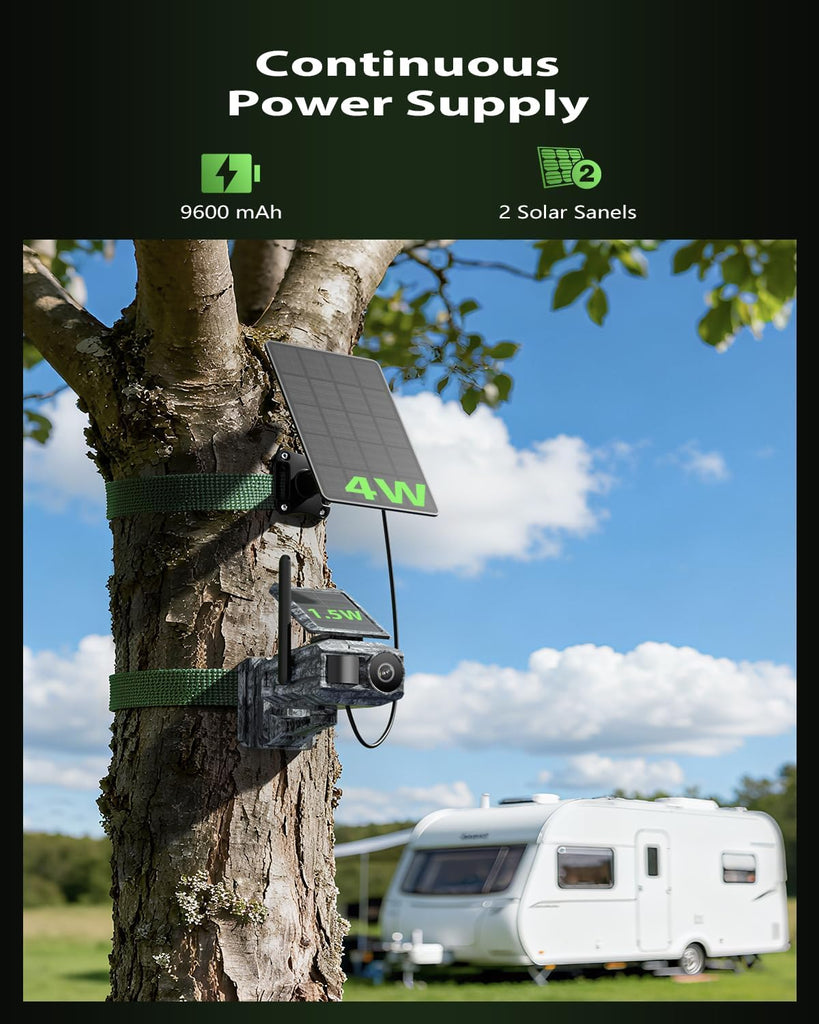 Xega 4G Cellular Trail Camera with SIM Card & Dual Solar Panel No-Glow Night Vision Hunting Camera Wireless Outdoor LTE Security Camera Motion Detection Instant Alerts Only Support Built-in SIM Card