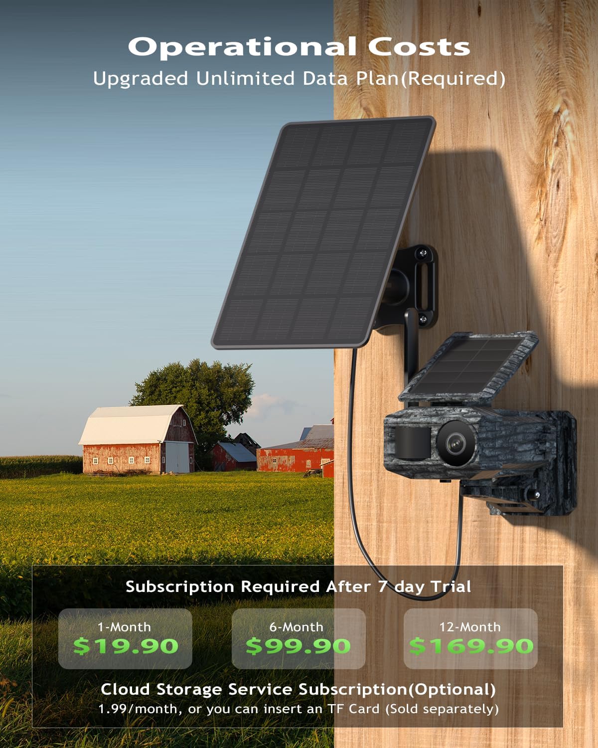 Xega 4G Cellular Trail Camera with SIM Card & Dual Solar Panel No-Glow Night Vision Hunting Camera Wireless Outdoor LTE Security Camera Motion Detection Instant Alerts Only Support Built-in SIM Card