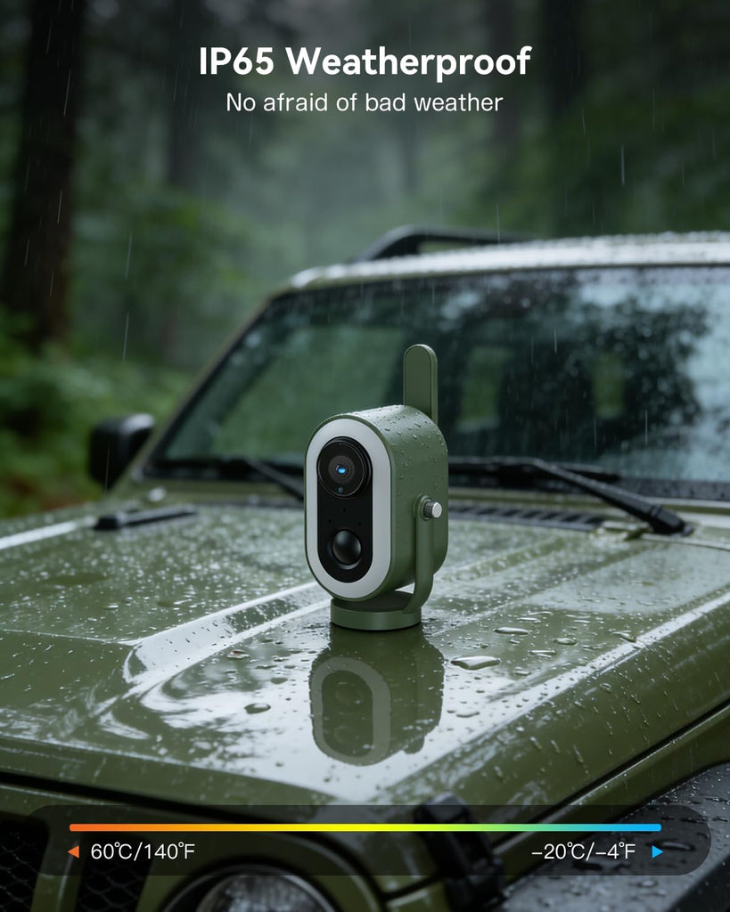 Xega 4G LTE Cellular Camping Camera Magnetic Built in SIM Card 2K HD Wireless Portable Camp Security Camera Outdoor 6000mAh Battery PIR Human Detection for RV/Camping/Travel/Picnic/Temporary Parking