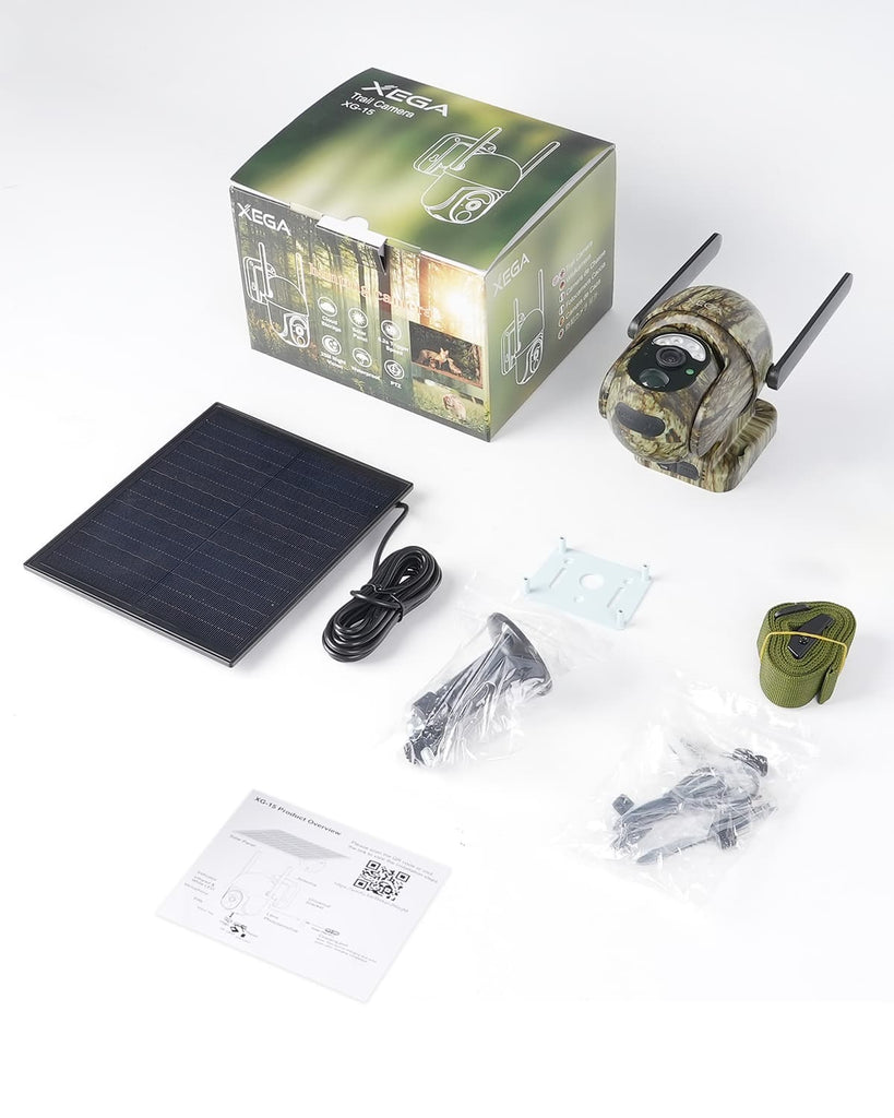 Xega 4G LTE Cellular Trail Camera Built-in SIM Card, 2K No Wi-Fi Hunting Camera Solar for Wildlife, HD Live Streaming, PIR Detection, Instant Alarm, Color Night Vision, 2-Way Audio, IP66