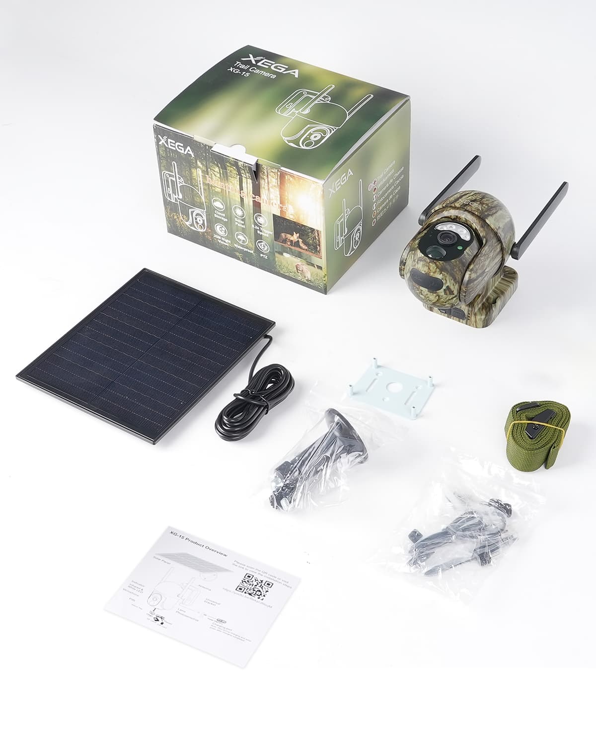 Xega 4G LTE Cellular Trail Camera Built-in SIM Card, 2K No Wi-Fi Hunting Camera Solar for Wildlife, HD Live Streaming, PIR Detection, Instant Alarm, Color Night Vision, 2-Way Audio, IP66