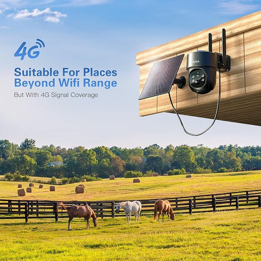 Xega 4G LTE Cellular Security Cameras Wireless Outdoor Solar Powered No WiFi SIM Card Included, 2K/3MP Super HD,PIR Motion Detection,Cloud Storage,IP66