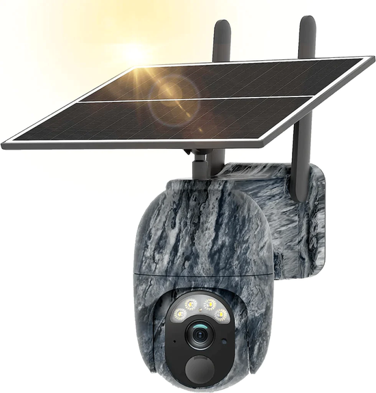 4G LTE Cellular Trail Camera Outdoor, 2K Hunting Game Camera Solar Powered with 360° Pan Tilt, Color Night Vision Live View, Smart Motion Alert, IP66 Waterproof for Wild Monitoring & Security