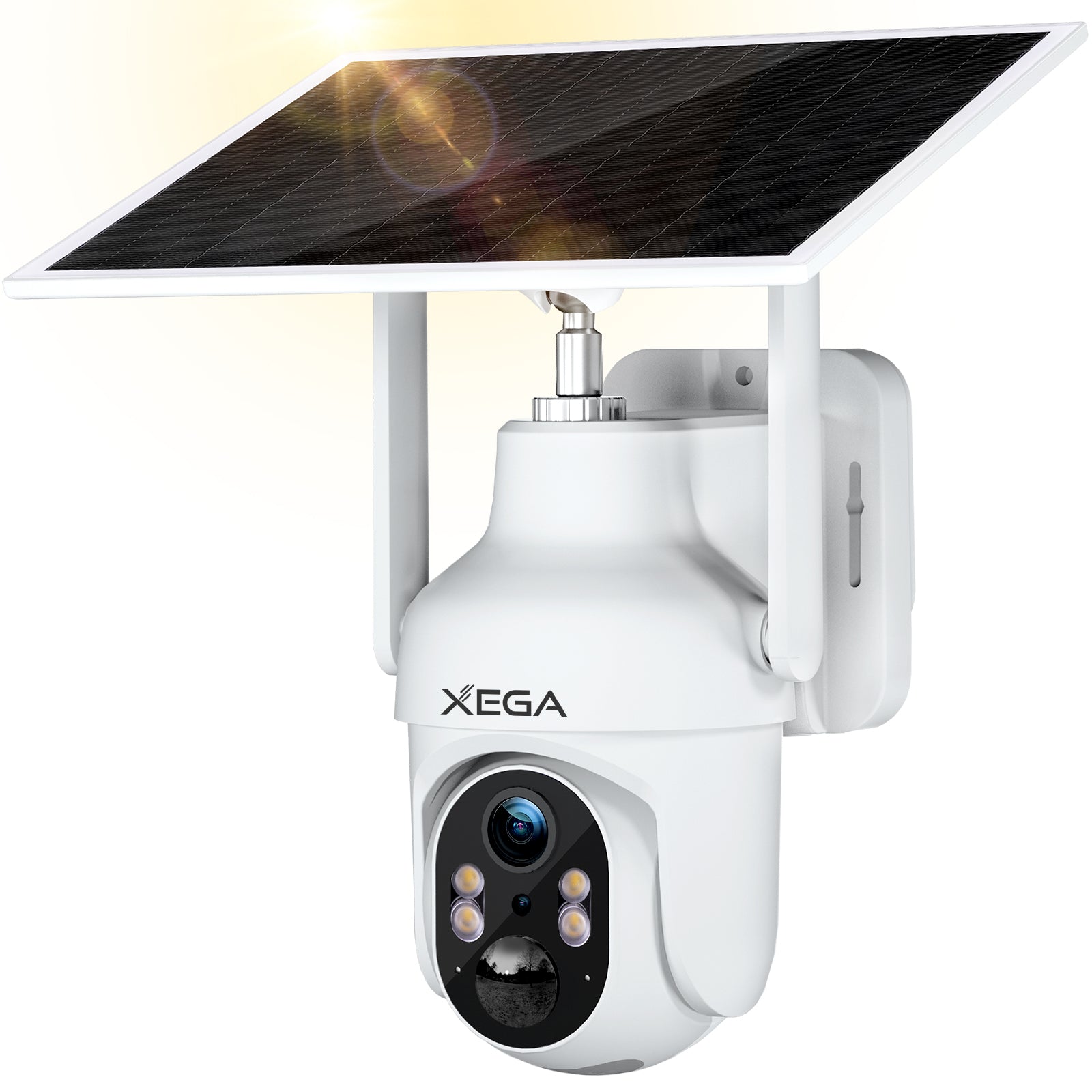 Xega 4G LTE Cellular Security Camera with Built-in Sim Card, Solar Powered Wireless Outdoor Security Camera, 2K Super HD PTZ 360° View PIR Motion Detection, Color Night Vision