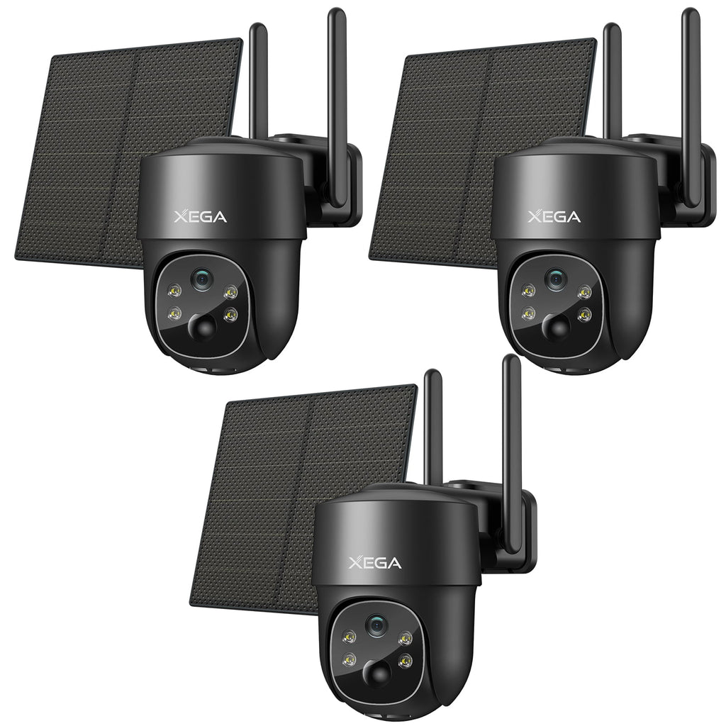 Xega Security Camera Wireless Outdoor 2K 360° PTZ Camera Solar Securit